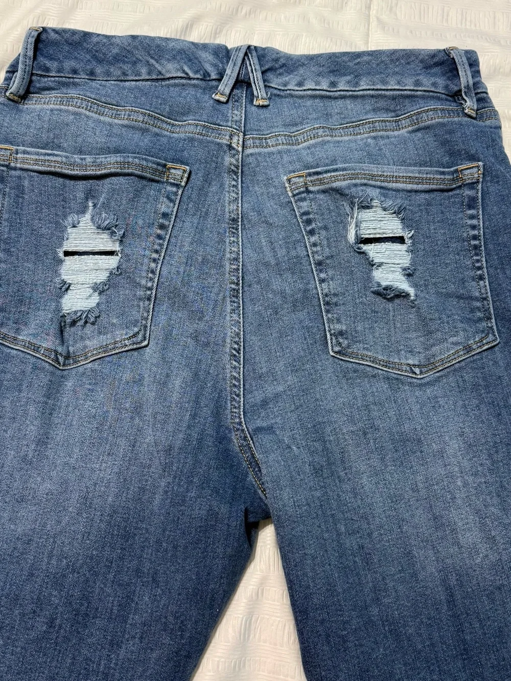 Good American Blue Skinny Distressed Jeans 14/32
